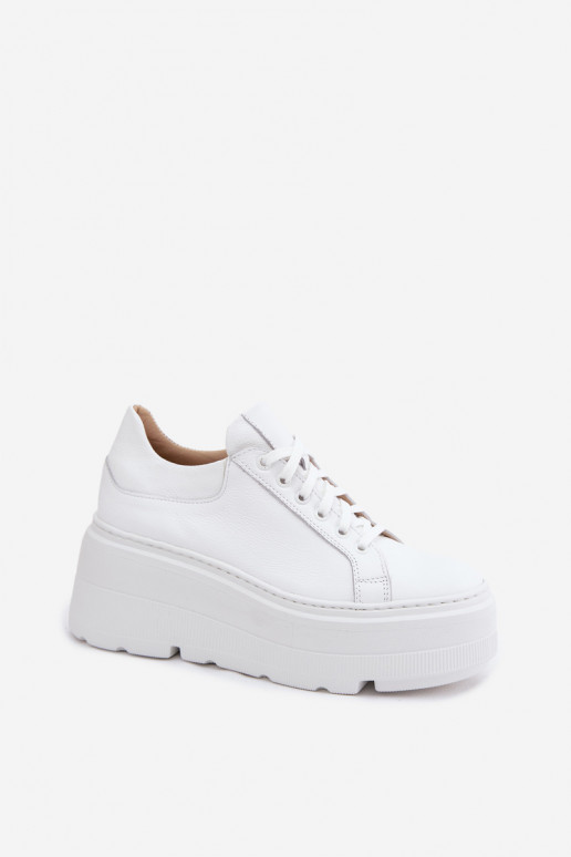 Leer Sneakers model schoenen met platform Zazoo N1000S3 Initte kleur