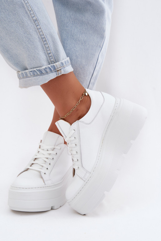 Dames sneakers met platform in witte kleur Zazoo N1000S3