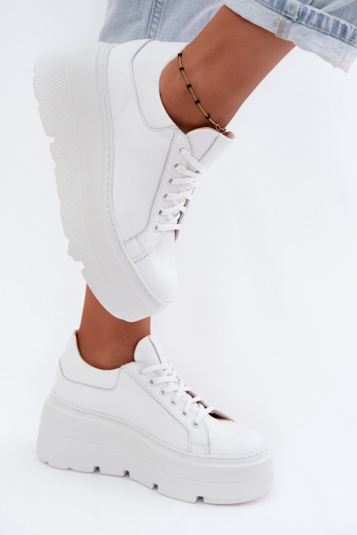 Leer Sneakers model schoenen met platform Zazoo N1000S3 Initte kleur