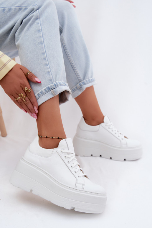Dames sneakers met platform in witte kleur Zazoo N1000S3