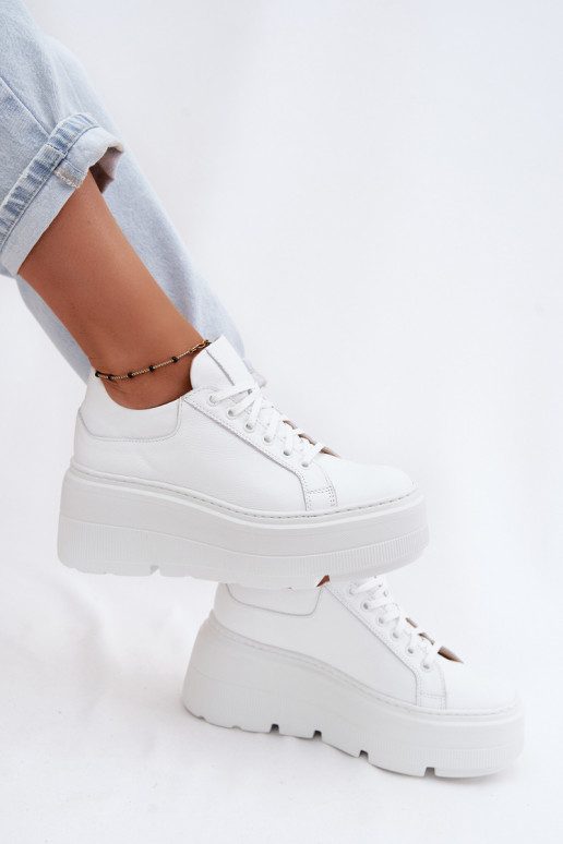 Leer Sneakers model schoenen met platform Zazoo N1000S3 Initte kleur