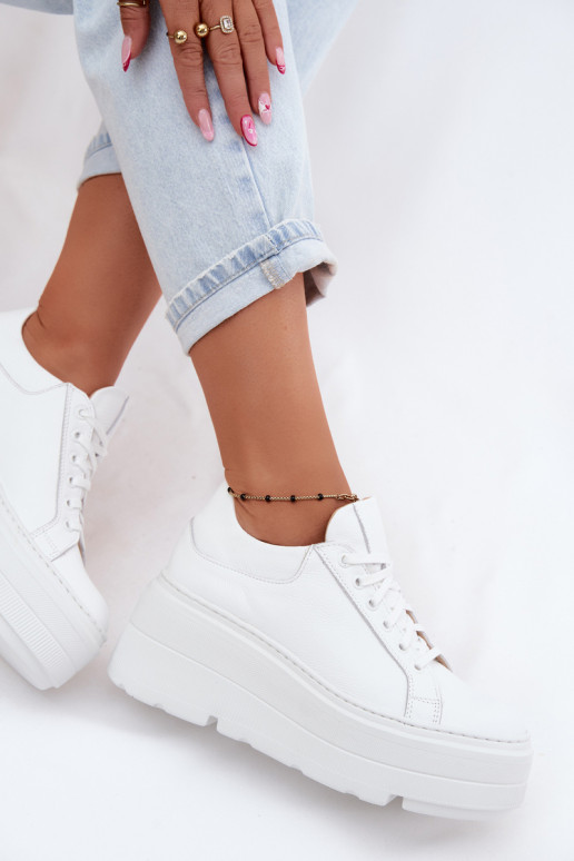 Dames sneakers met platform in witte kleur Zazoo N1000S3