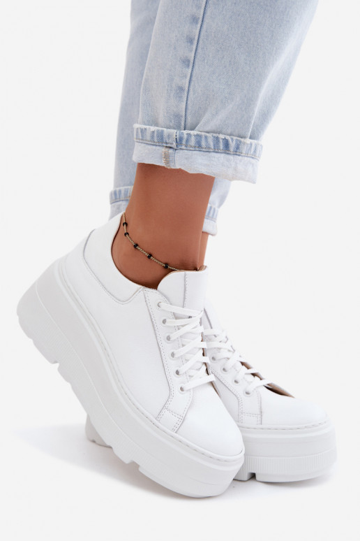 Leer Sneakers model schoenen met platform Zazoo N1000S3 Initte kleur
