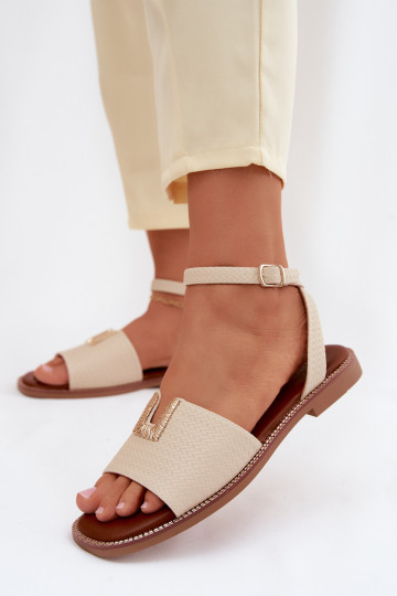 Sandalen voor dames Ze gouden kleurm Detalem Vinceza 73505 beige 2