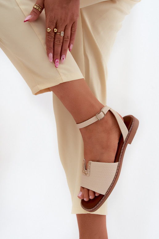 Sandalen voor dames Ze gouden kleurm Detalem Vinceza 73505 beige
