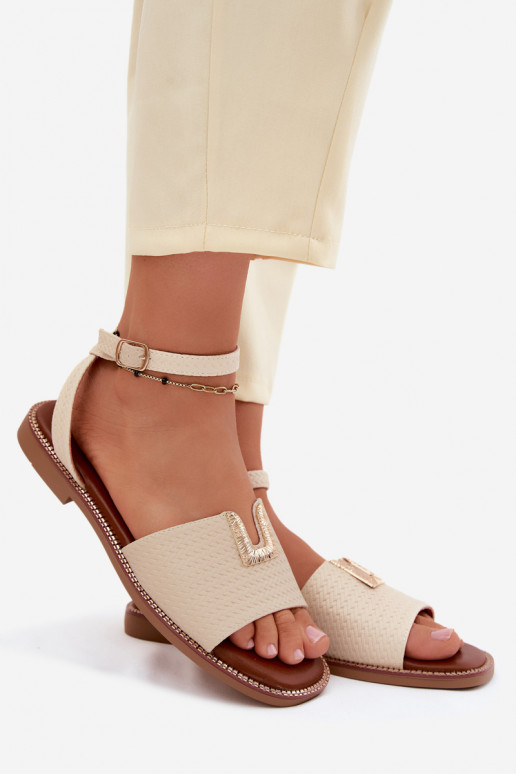 Sandalen voor dames Ze gouden kleurm Detalem Vinceza 73505 beige