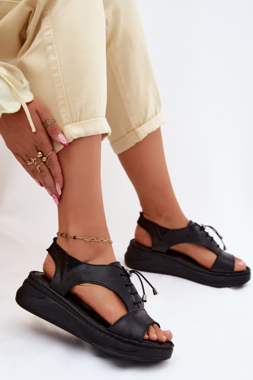 Dames platform sandalen in zwarte kleur Tai turiciejka I7646-01