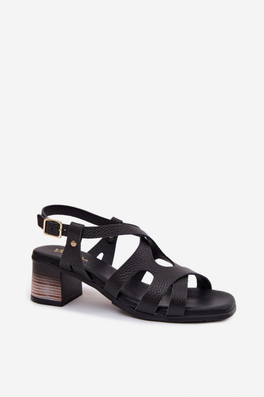 Zwarte dames sandalen met hoge hak