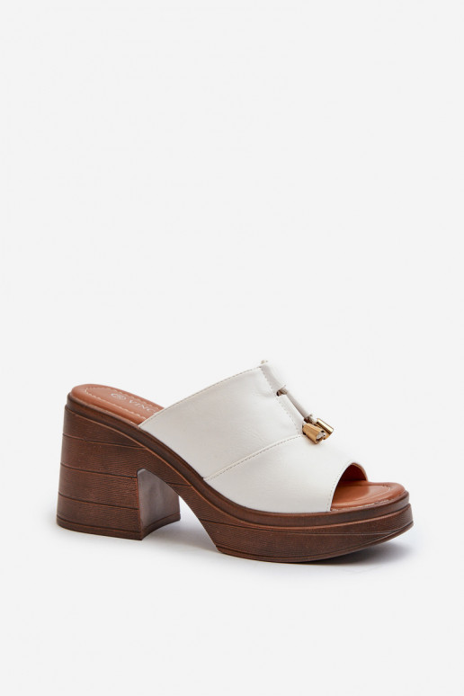 Dames platform slippers van kunstleer in witte kleur Dafira