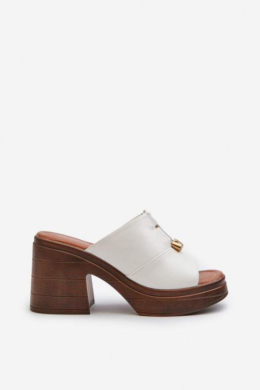 Dames platform slippers van kunstleer in witte kleur Dafira