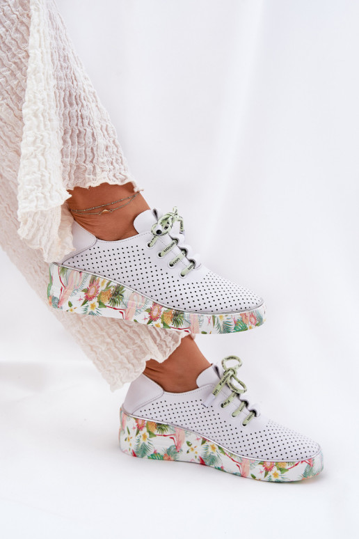 Leer schoenen met platform met patronen Artiker 54C1807 INit-groene kleur