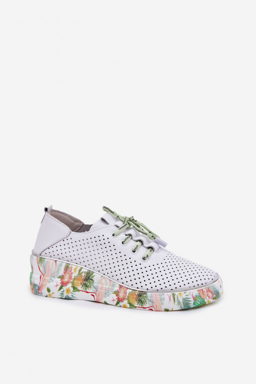 Leer schoenen met platform met patronen Artiker 54C1807 INit-groene kleur