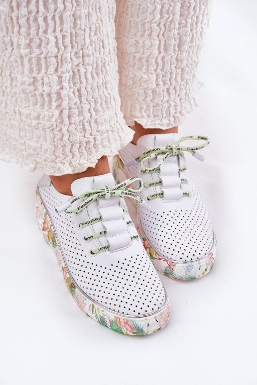 Leer schoenen met platform met patronen Artiker 54C1807 INit-groene kleur