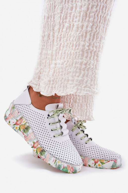 Leer schoenen met platform met patronen Artiker 54C1807 INit-groene kleur
