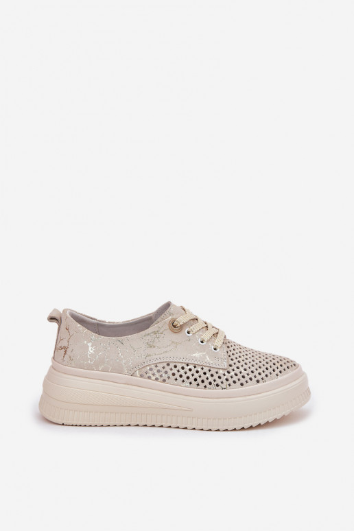 OpengeInerkt suède schoenen Dames met platform Artiker 56C2108 beige-gouden kleur