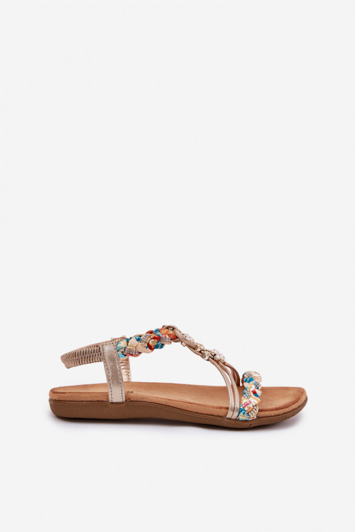Sandalen voor damesPlecionymi Paskami I Przypinkami Artiker 54C1323 gouden kleur