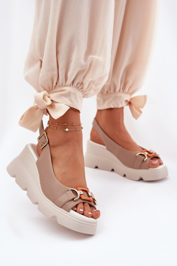 Dames sandalen Dames met platform en platform met ornamenten Artiker 56C2208 beige