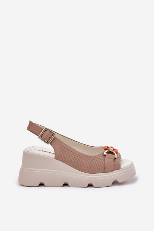 Dames platform sandalen met ornamenten in zandkleur Artiker 56C2208