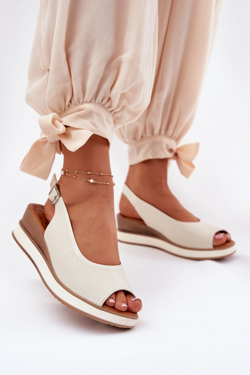 Leren platform sandalen in ivoorkleur Artiker 56C2316