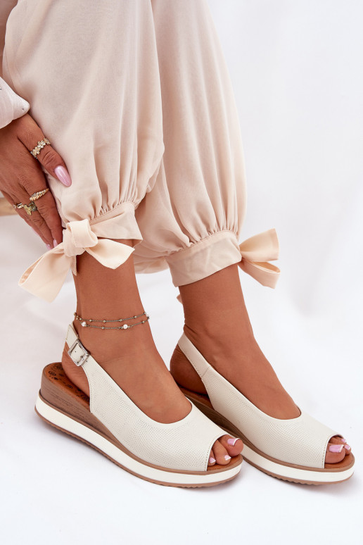 Leer Platform sandalen Artiker 56C2316 ivoor