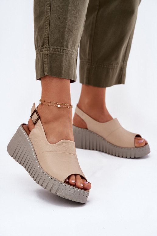 Dames sandalenOpturalnej Skóry met platform Artiker 56C0957 beige
