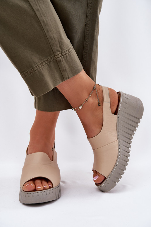 Dames sandalenOpturalnej Skóry met platform Artiker 56C0957 beige