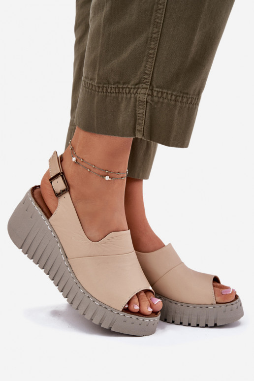 Dames sandalenOpturalnej Skóry met platform Artiker 56C0957 beige