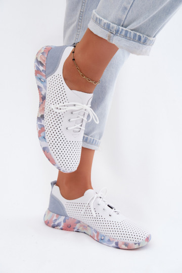 Leer schoenen Dames met veters met platform Artiker 58C0586 INit-blauIn