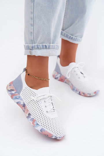 Leer schoenen Dames met veters met platform Artiker 58C0586 INit-blauIn 2