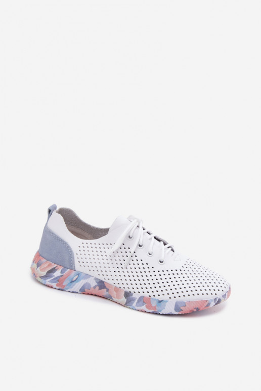 Leer schoenen Dames met veters met platform Artiker 58C0586 INit-blauIn