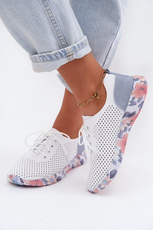 Leer schoenen Dames met veters met platform Artiker 58C0586 INit-blauIn