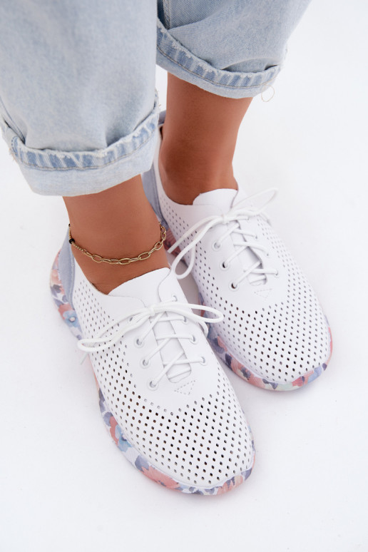 Leer schoenen Dames met veters met platform Artiker 58C0586 INit-blauIn