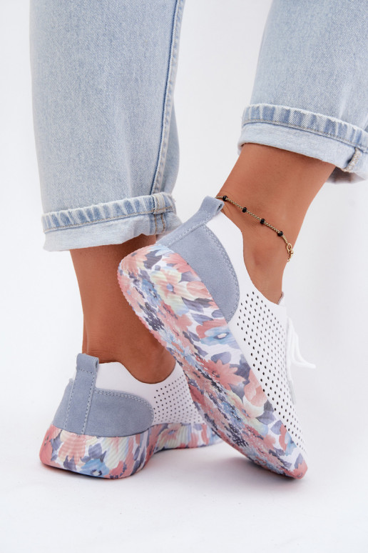 Leer schoenen Dames met veters met platform Artiker 58C0586 INit-blauIn