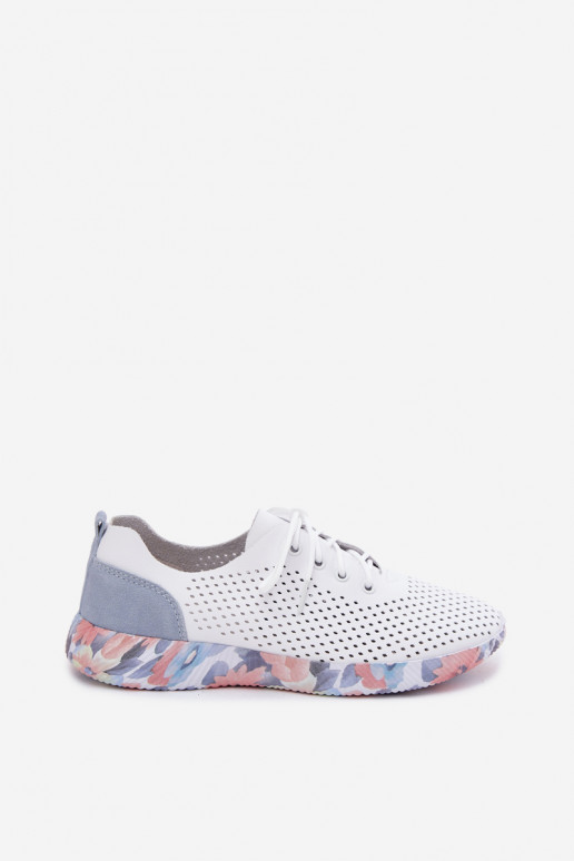 Leer schoenen Dames met veters met platform Artiker 58C0586 INit-blauIn