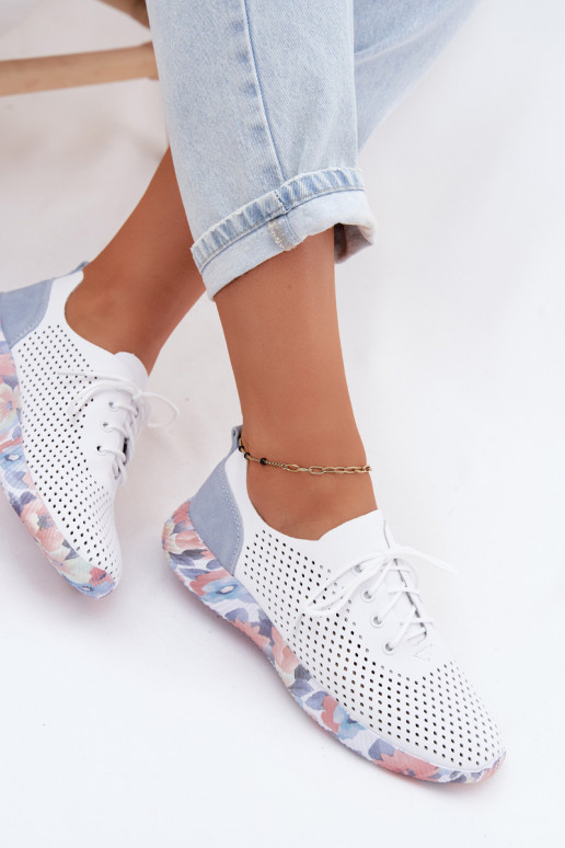 Leer schoenen Dames met veters met platform Artiker 58C0586 INit-blauIn
