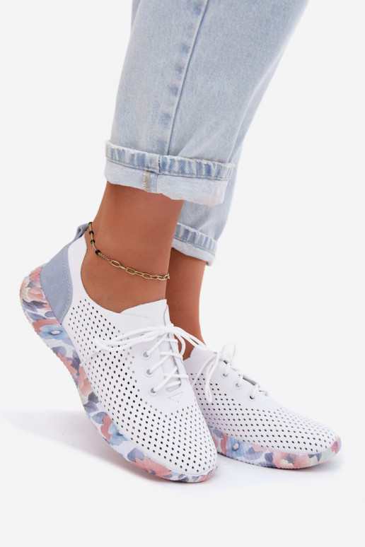 Leer schoenen Dames met veters met platform Artiker 58C0586 INit-blauIn