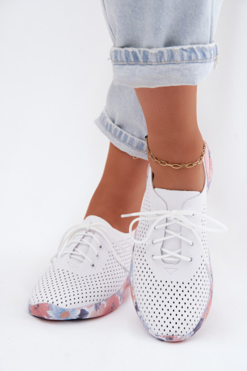 Leer schoenen Dames met veters met platform Artiker 58C0587 INit-roze 2