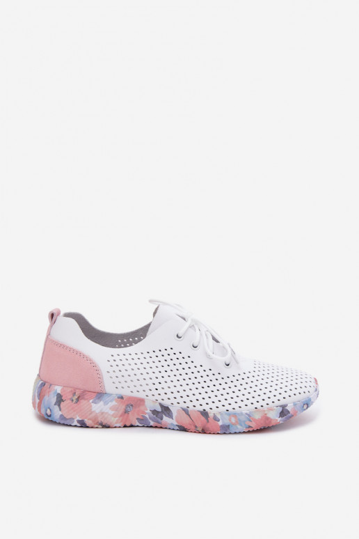 Leer schoenen Dames met veters met platform Artiker 58C0587 INit-roze