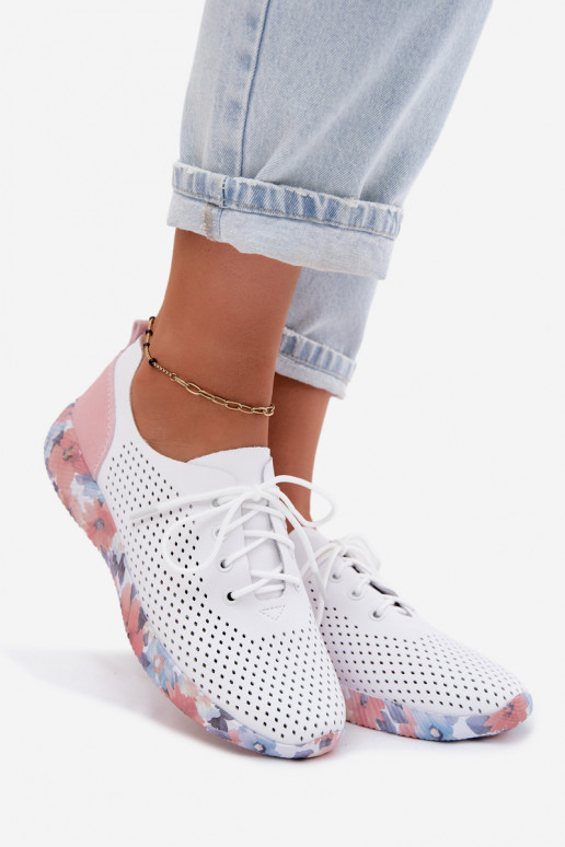 Leer schoenen Dames met veters met platform Artiker 58C0587 INit-roze