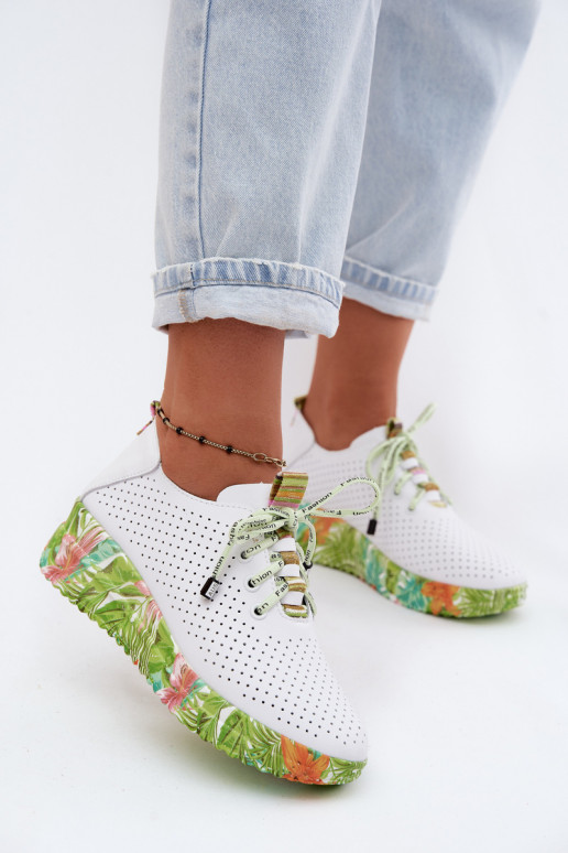 Leer schoenen met platform Artiker 58C0600 INit-groene kleur