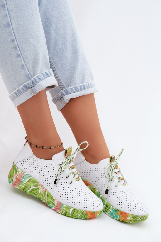 Leer schoenen met platform Artiker 58C0600 INit-groene kleur