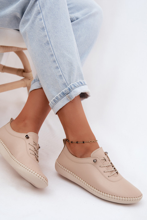 Dames leren schoenen in zandkleur Artiker 58C3070