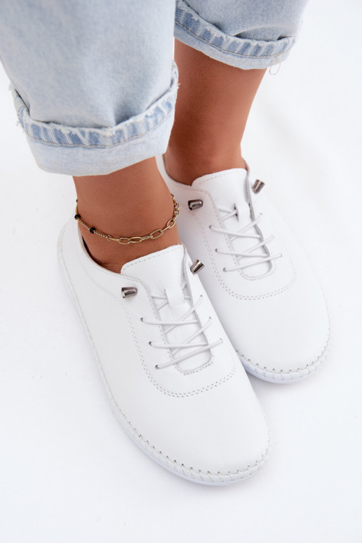 Dames leren schoenen in witte kleur Artiker 58C3069