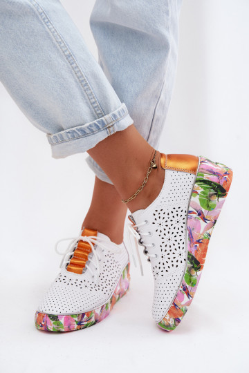 Leer met elementen van opengeInerkt schoenen Dames met platform met patronen Artiker 56C1802 INit-oranje 2