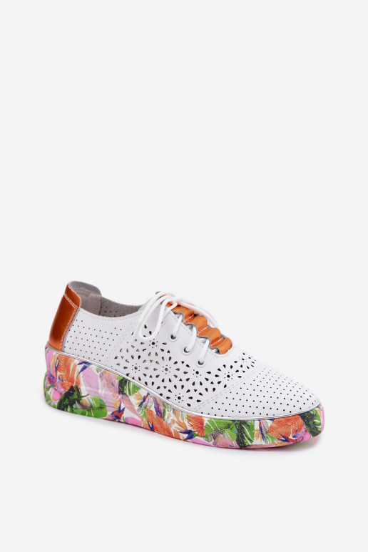 Leer met elementen van opengeInerkt schoenen Dames met platform met patronen Artiker 56C1802 INit-oranje