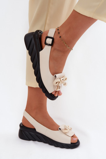 Beige damessandalen met platform en ornamenten Artiker 58C0054