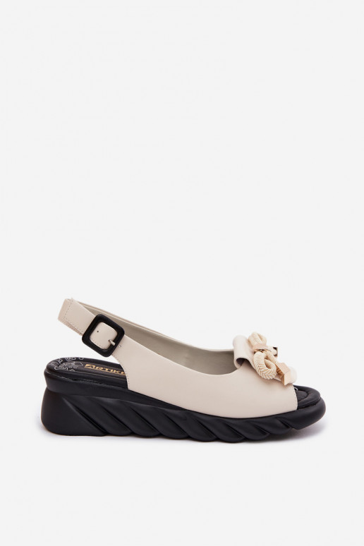 Beige damessandalen met platform en ornamenten Artiker 58C0054