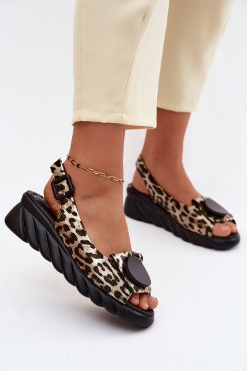 Gouden platformsandalen met luipaardprint Artiker 58C059 2