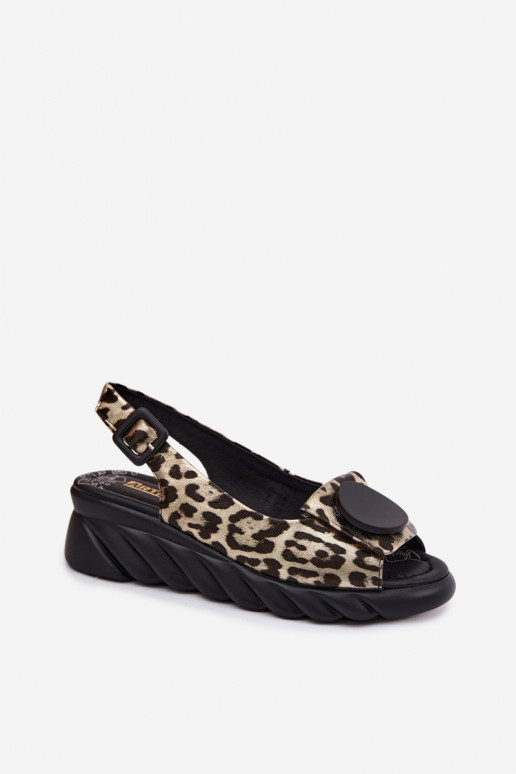 Gouden platformsandalen met luipaardprint Artiker 58C059