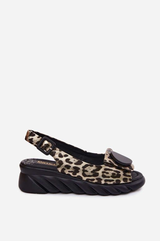 Gouden platformsandalen met luipaardprint Artiker 58C059